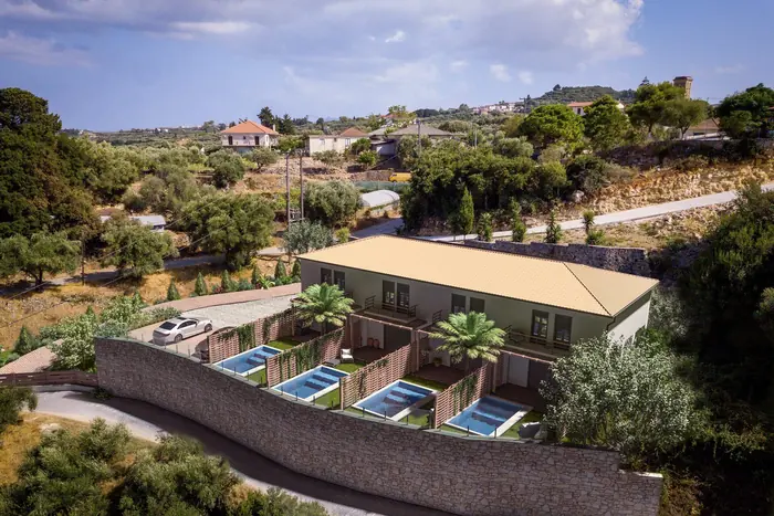 Aerial view of the private pools