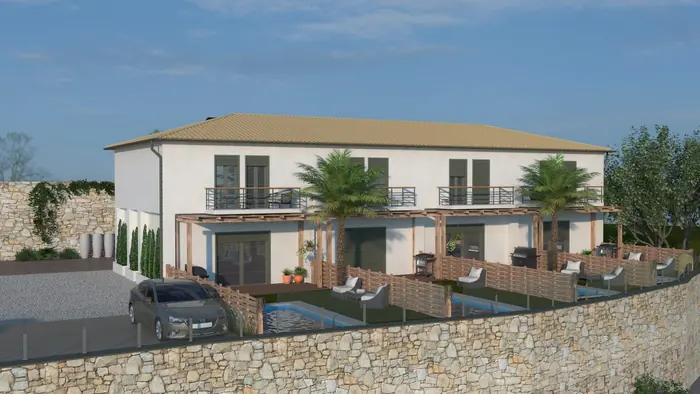 Exterior render of the residences